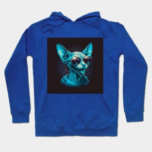 Illustration of a sphinx cat with tongue sticking out and glasses Hoodie